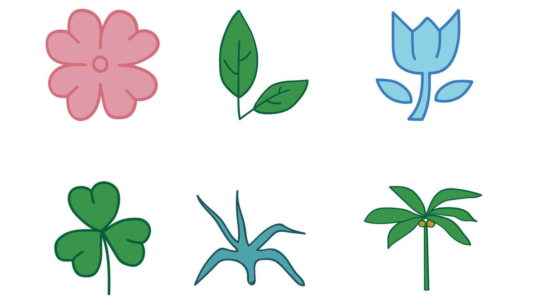 Natural leaves and trees design  vector icons isolated illustration
