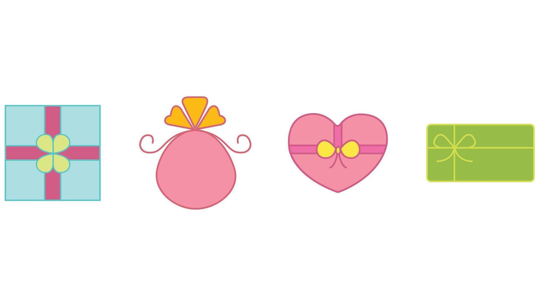 gifting, and gift boxes for valientine's day vector icon set