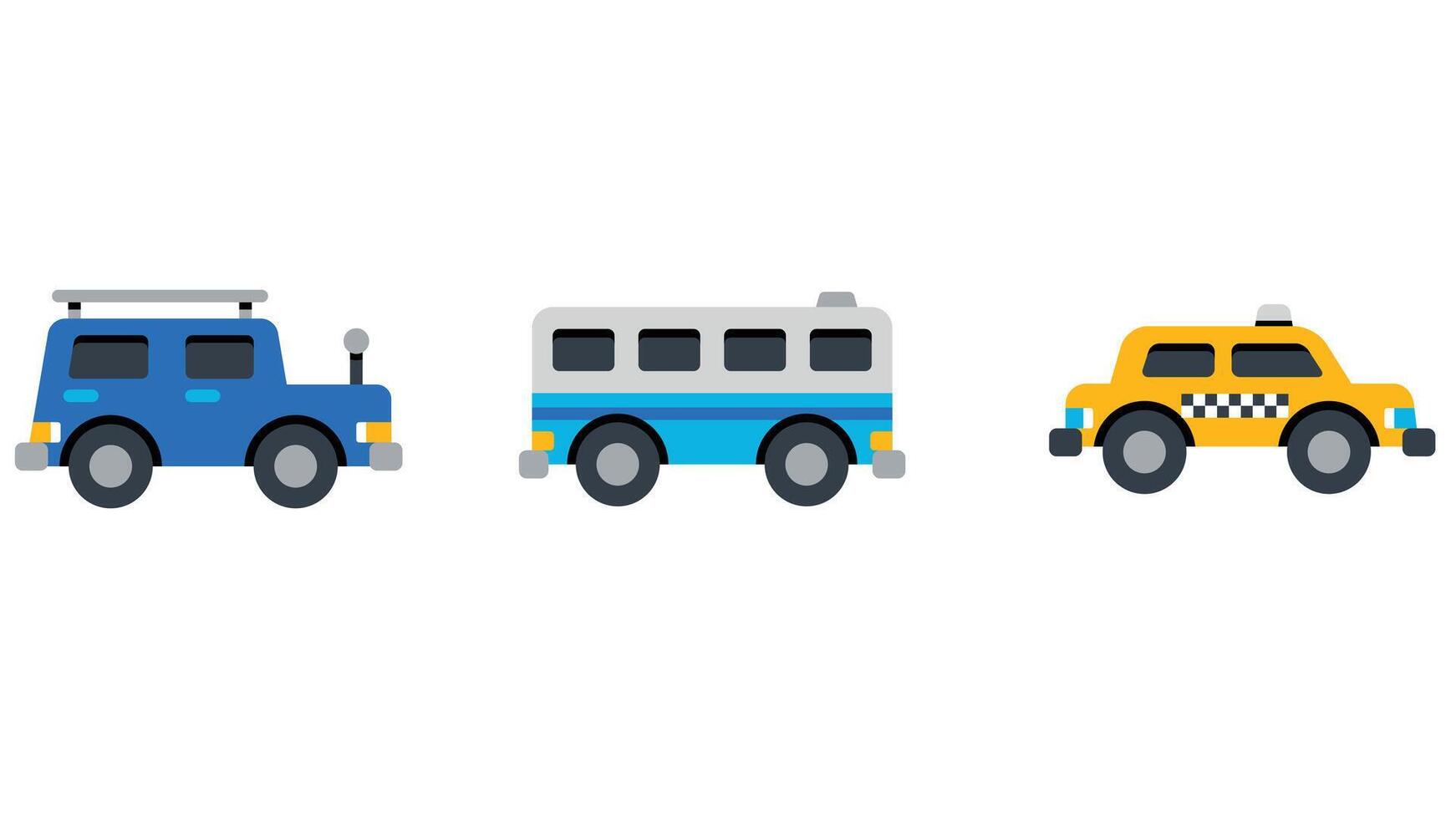 Collection of transportation vhiecles vector icon set