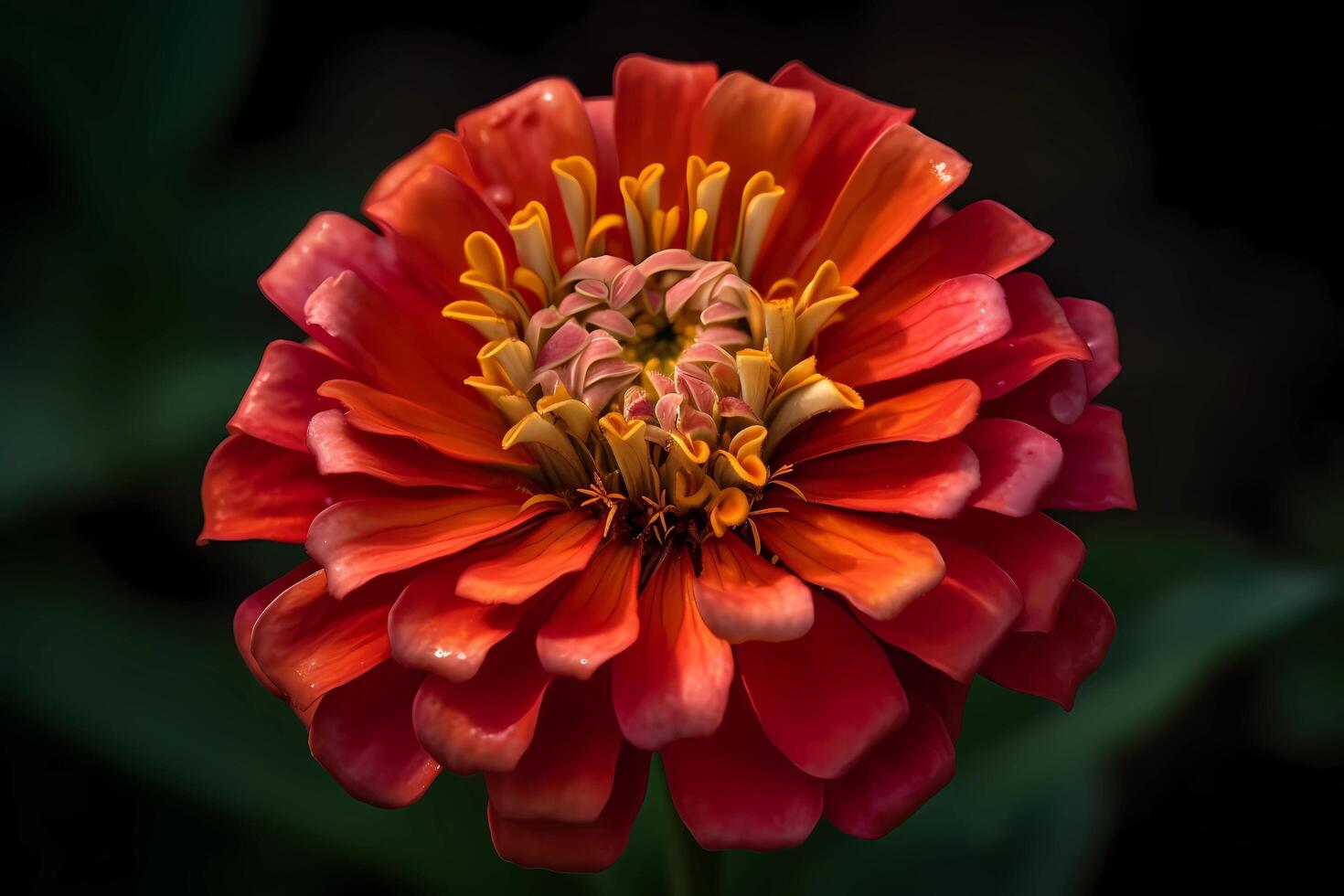 AI generated Zinnia - Zinnia elegans - Flower native to Mexico and Central America - Known for their bright colors and long-lasting blooms. A symbol of lasting friendship photo