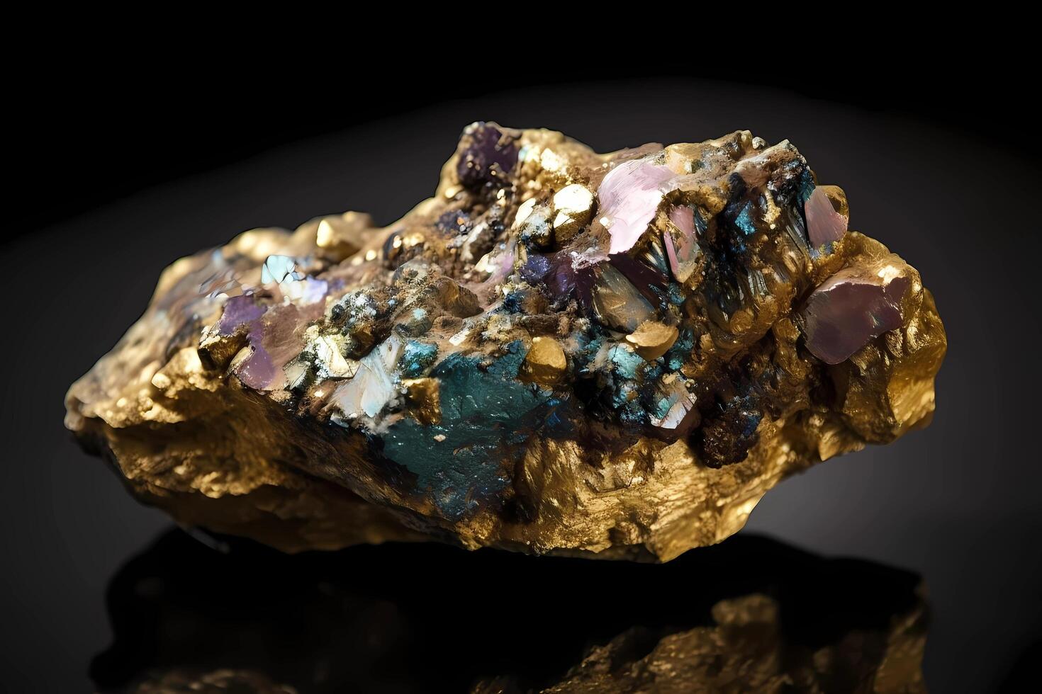 AI generated Chalcopyrite - Found in Peru, USA, Canada - Copper iron sulfide mineral used as a source of copper and as an ornamental stone photo