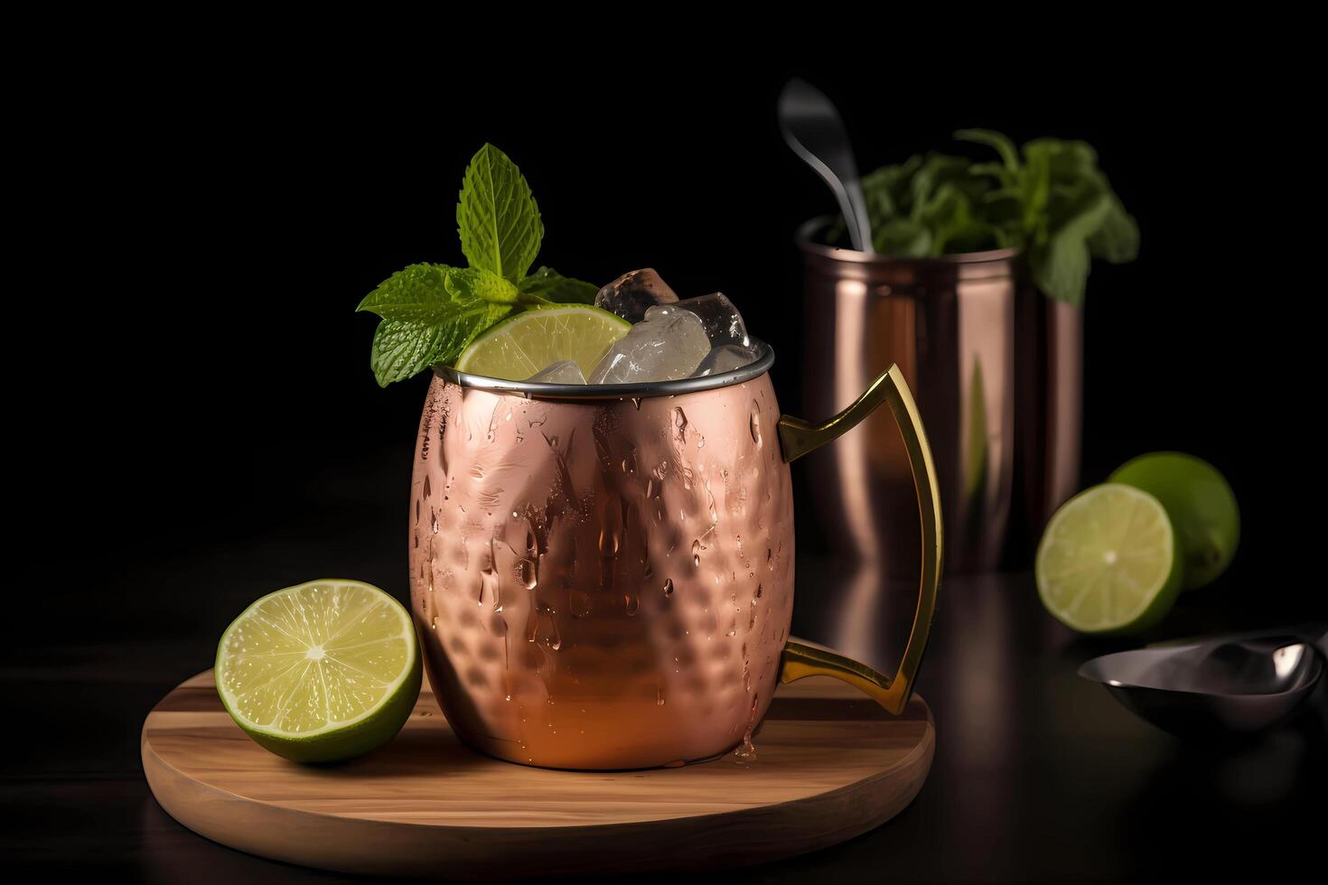 AI generated Moscow Mule - Originated in the United States, made with vodka, ginger beer, and lime juice photo