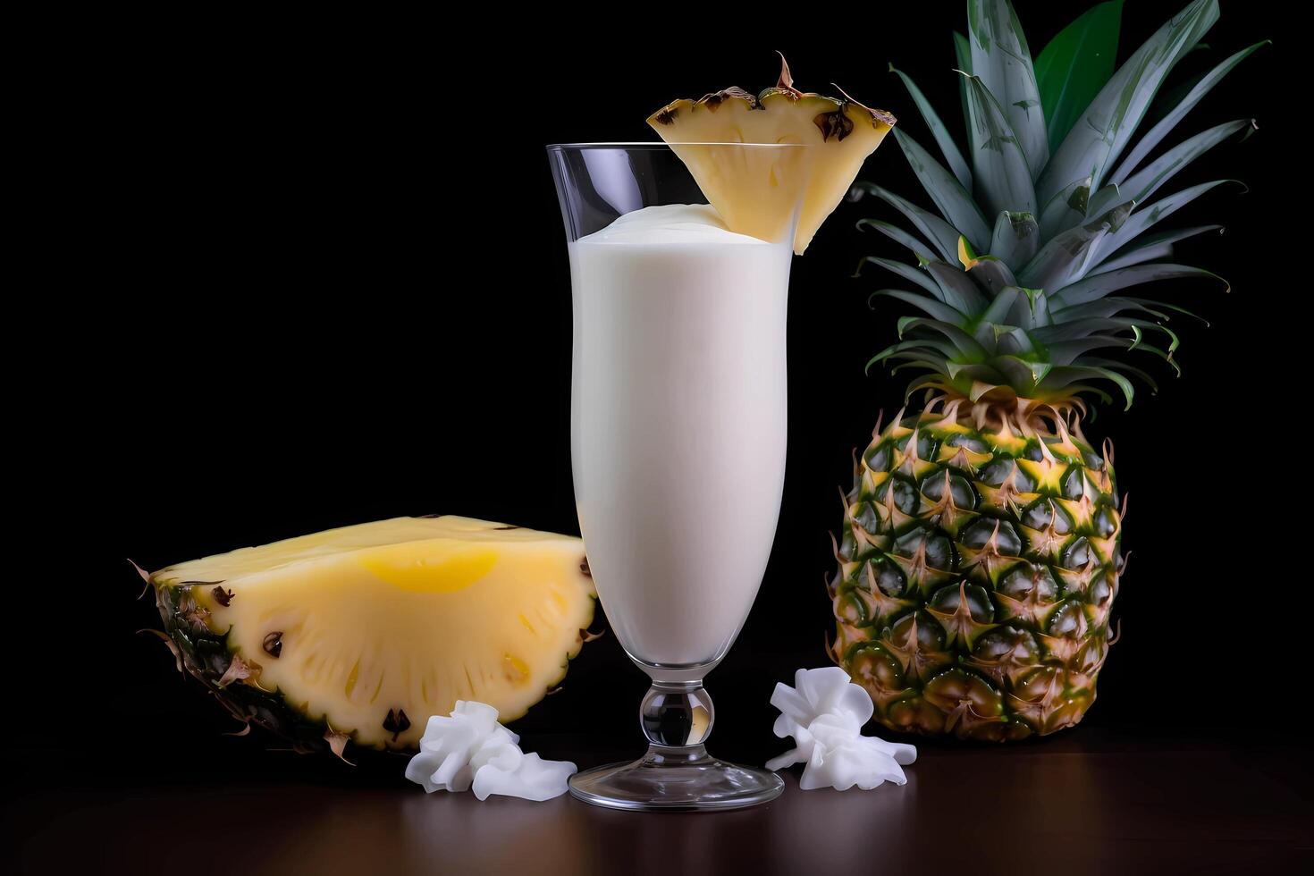 ai generado piña colada - originada en puerto rico, hecho con Ron, Coco crema, y piña jugo foto