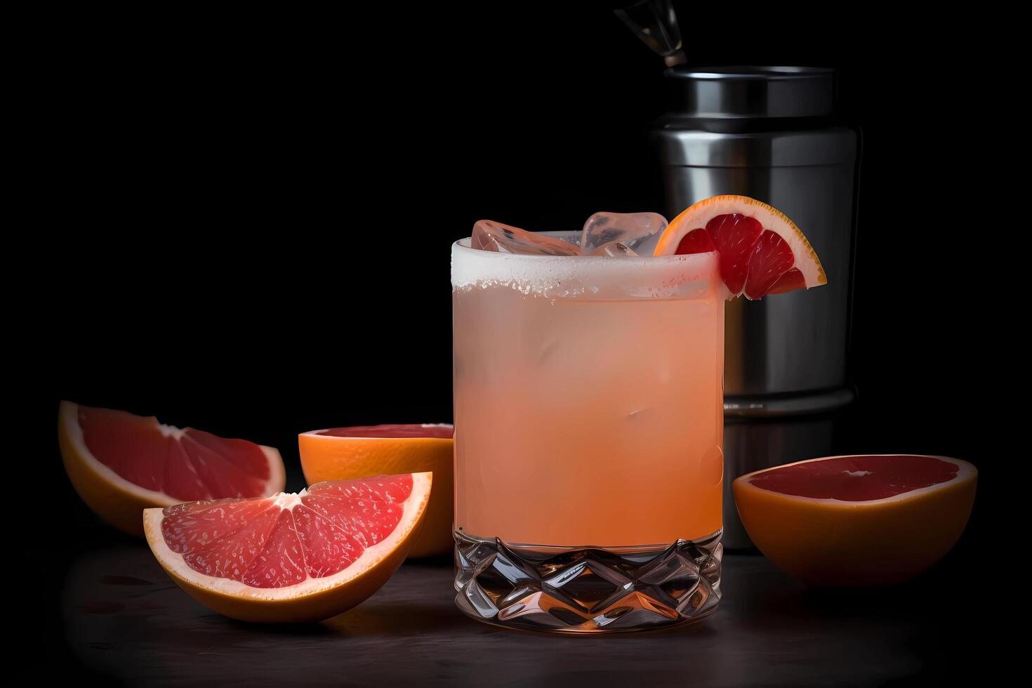 ai generado paloma - originada en México, hecho con tequila, pomelo jugo, Lima jugo, y soda agua foto