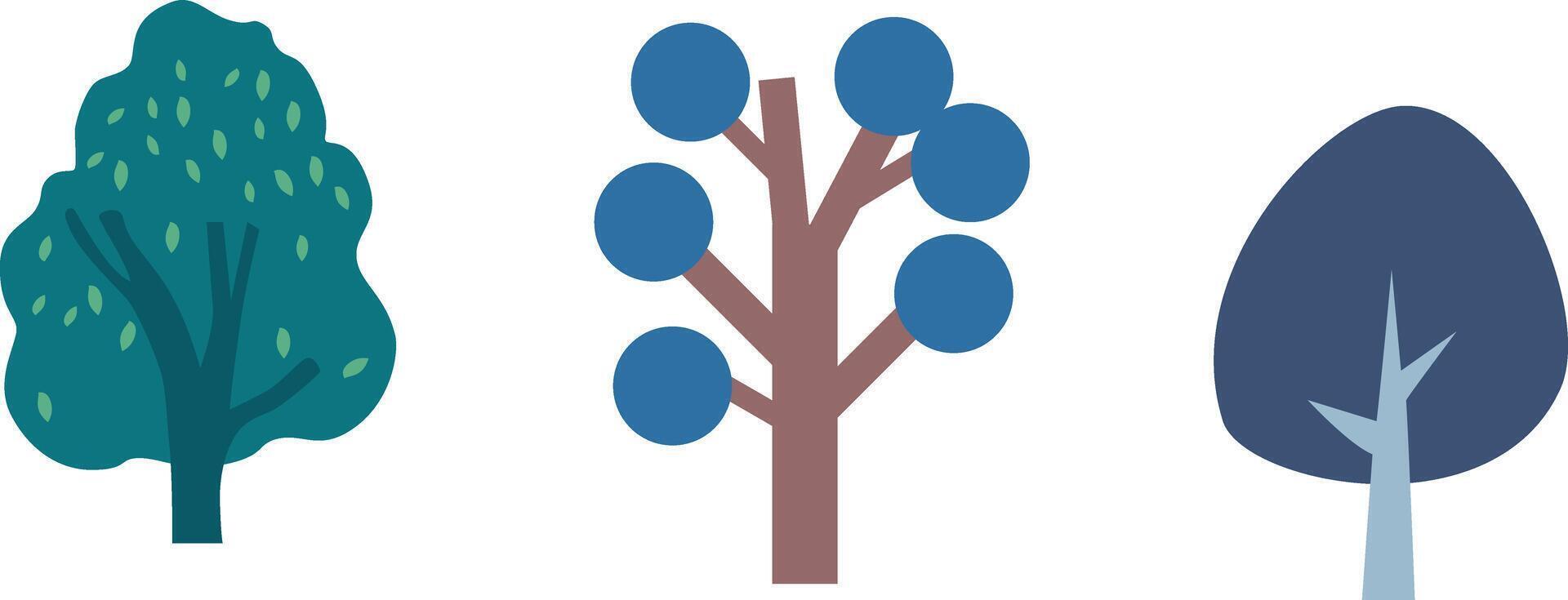 Foliage and leaves vector icons colored and outlined