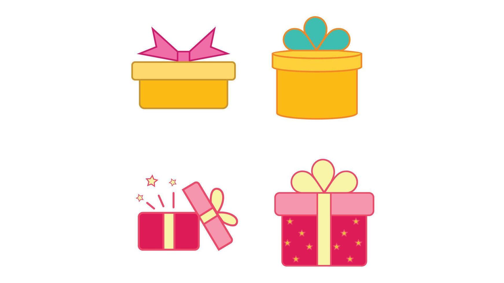 gifting, and gift boxes for valientine's day vector icon set