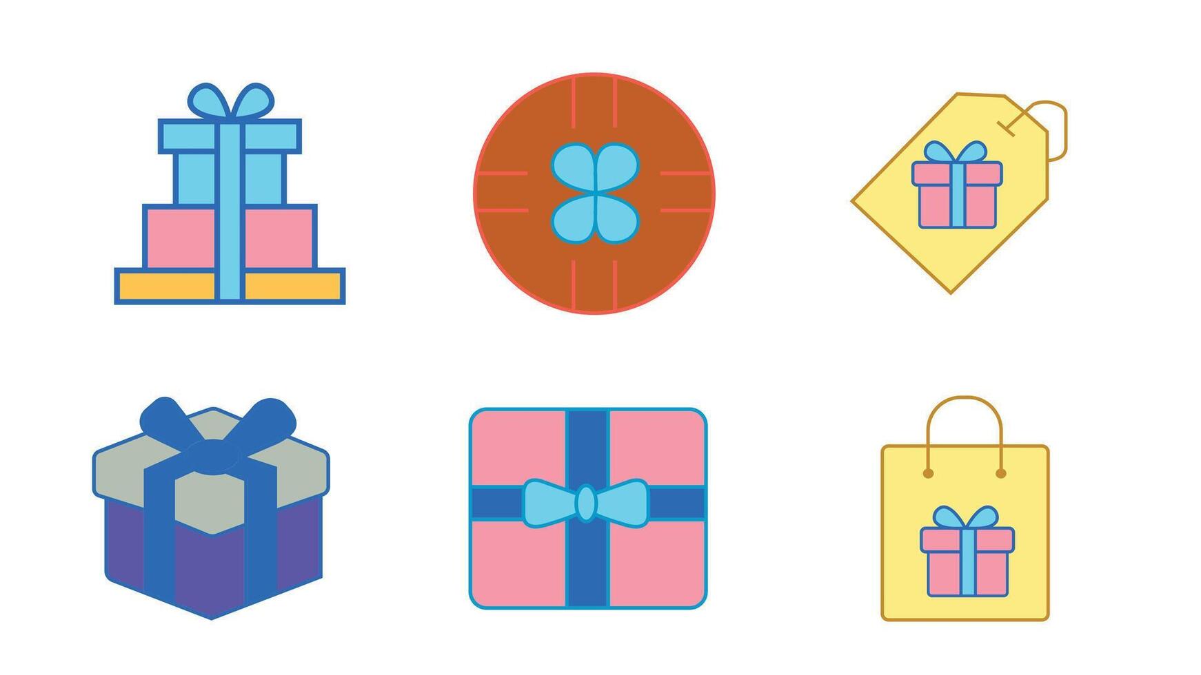 gifting, and gift boxes for valientine's day vector icon set