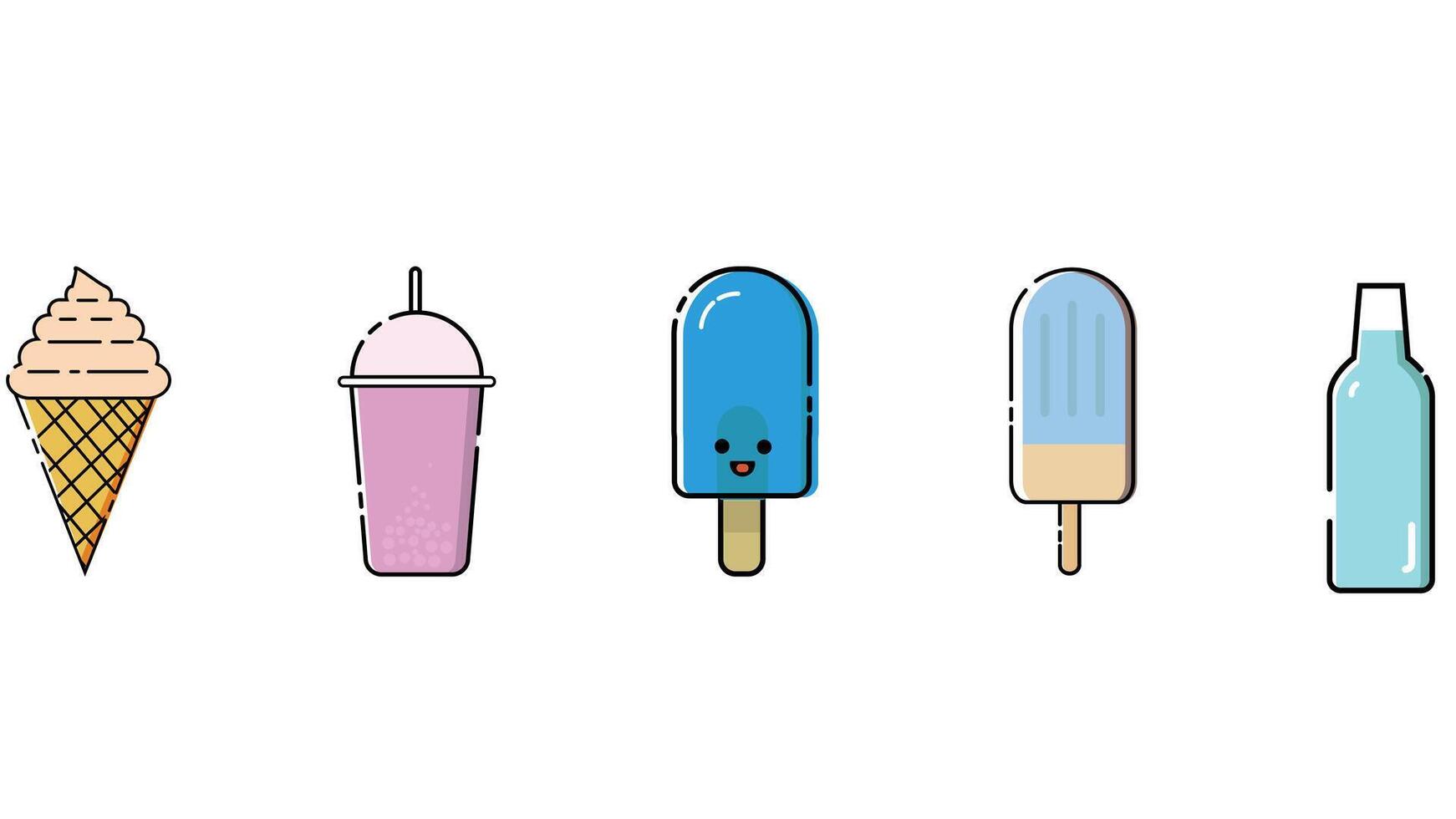 dulces y bebidas y helado vector Arte aislado