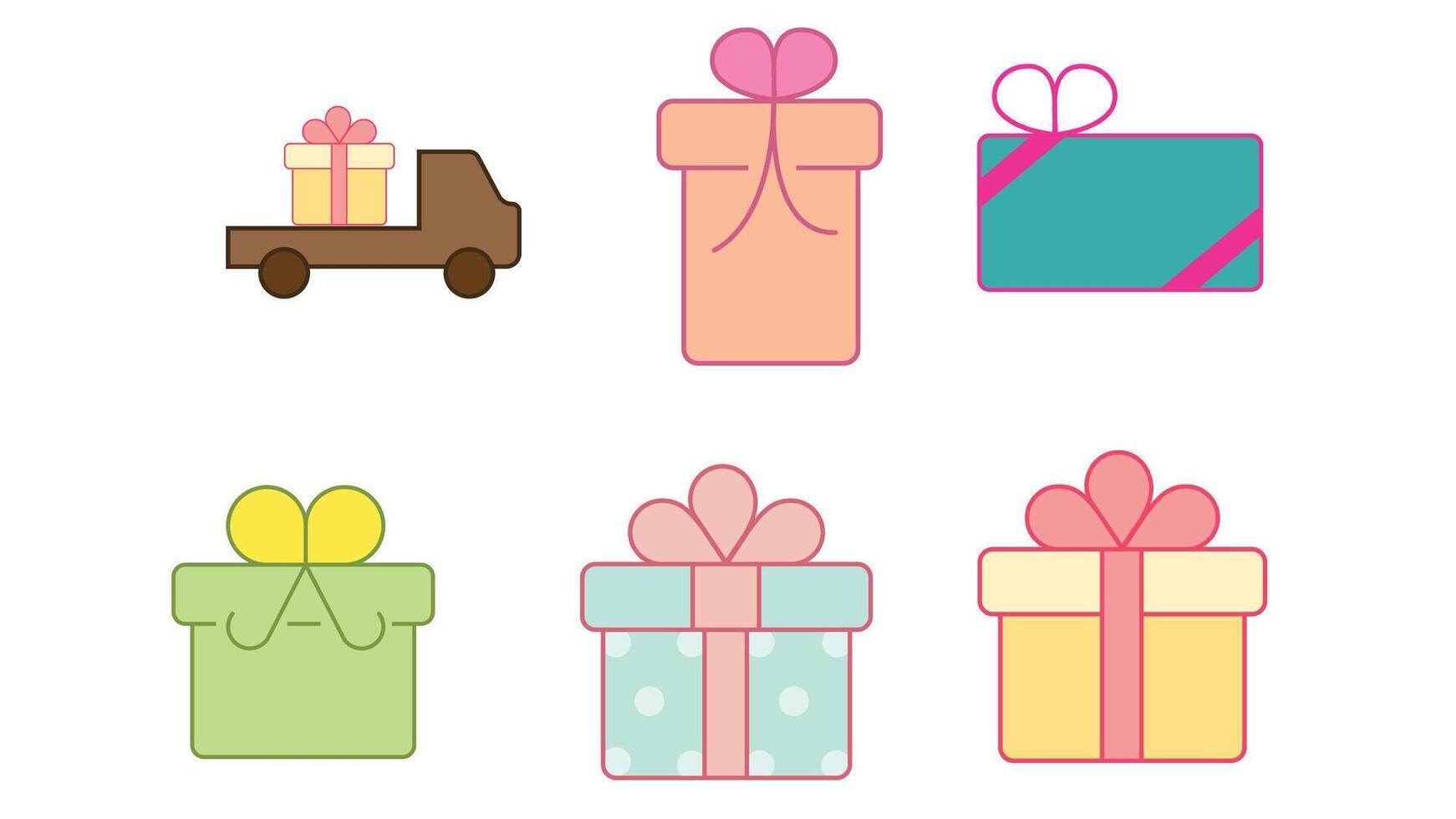 gifting, and gift boxes for valientine's day vector icon set