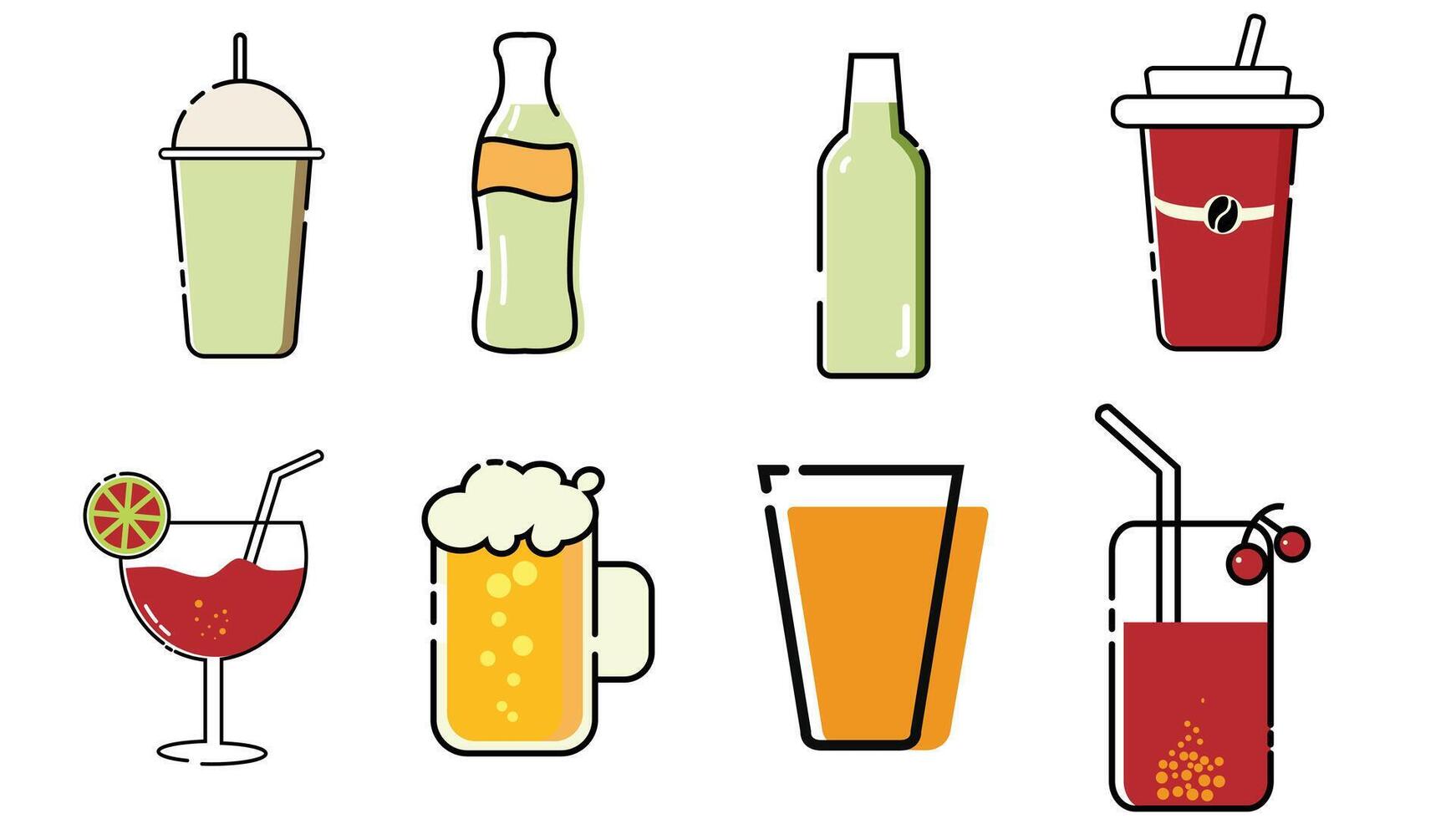 Sweets and drinks and ice-cream vector art isolated