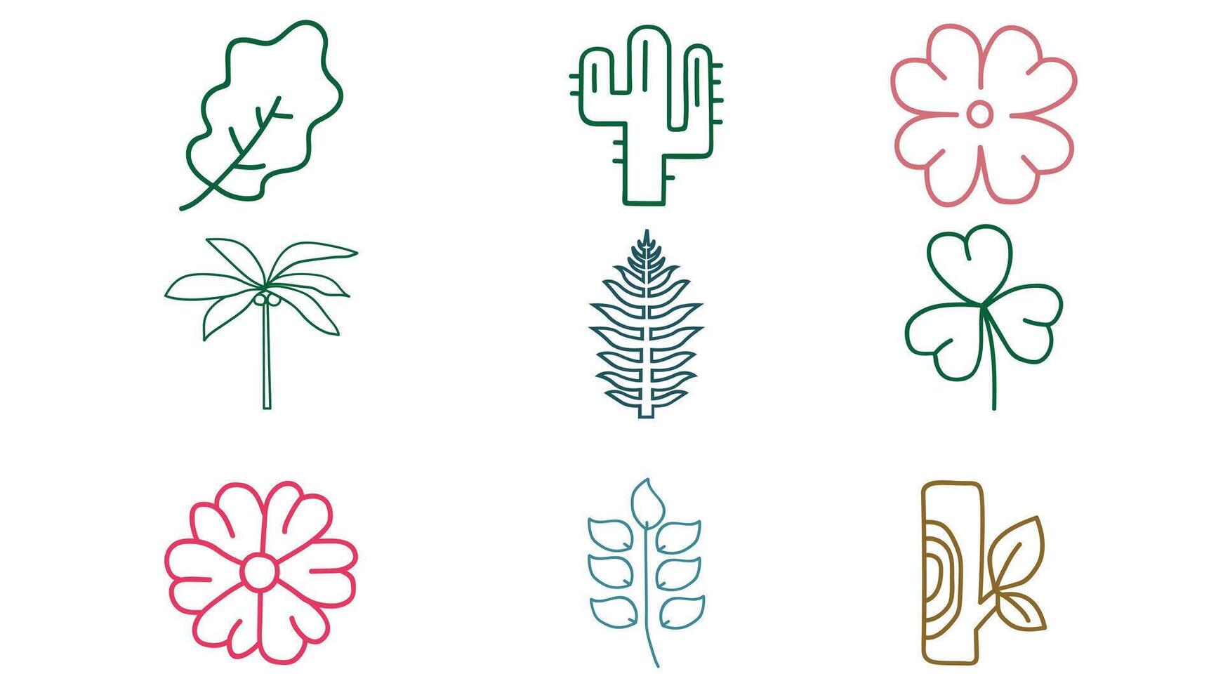 Natural leaves and trees design  vector icons isolated illustration