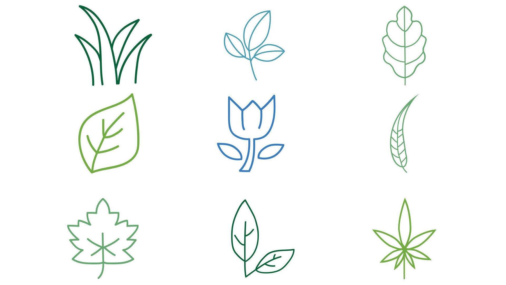 Natural leaves and trees design  vector icons isolated illustration