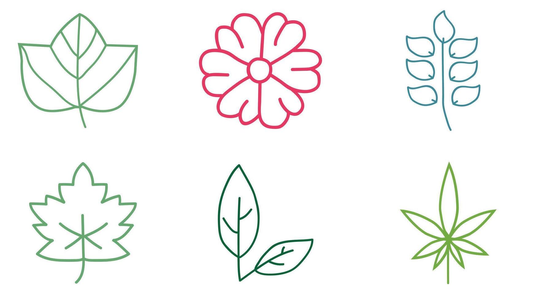Natural leaves and trees design  vector icons isolated illustration