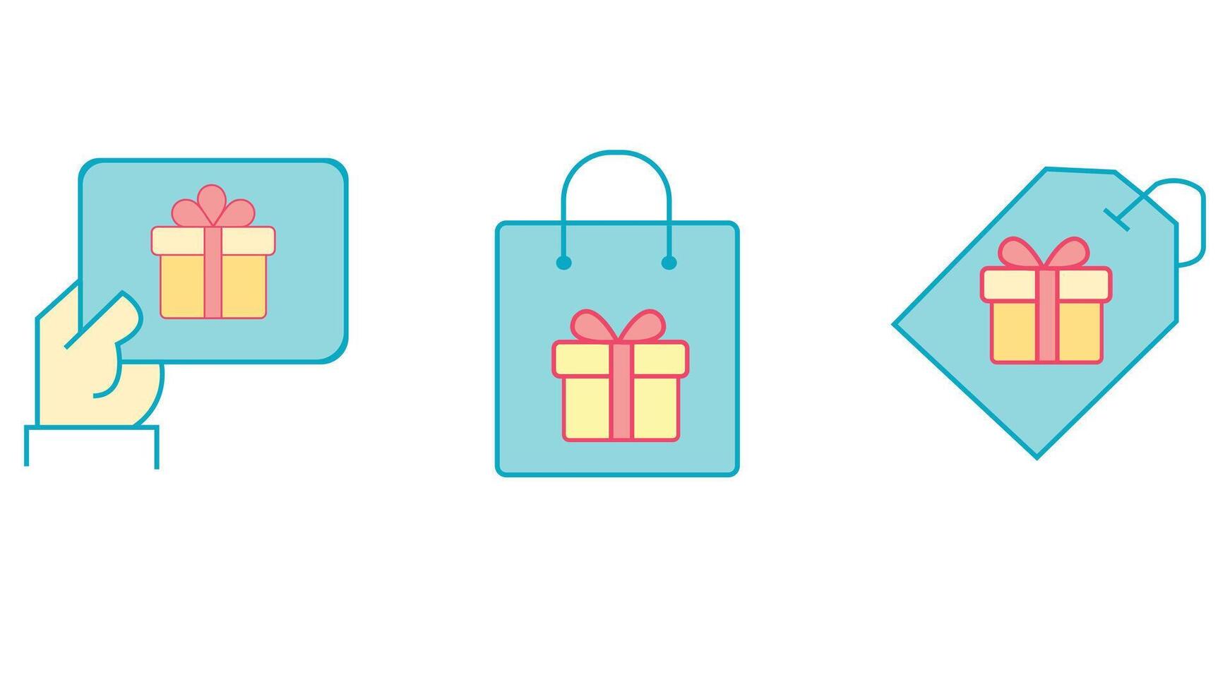 gifting, and gift boxes for valientine's day vector icon set