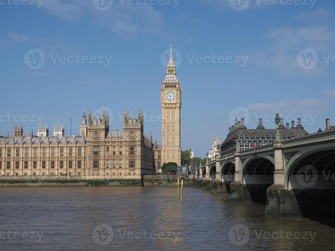 Houses of Parliament and Westminster Bridge in London photo