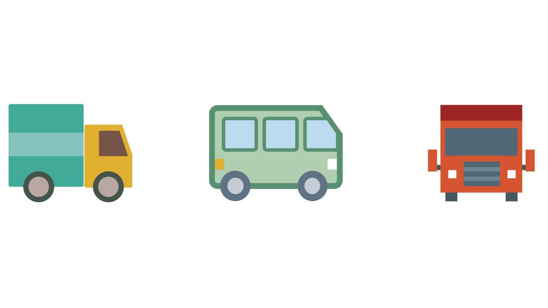 Collection of transportation vhiecles vector icon set