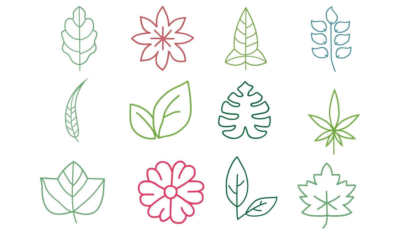 Natural leaves and trees design  vector icons isolated illustration