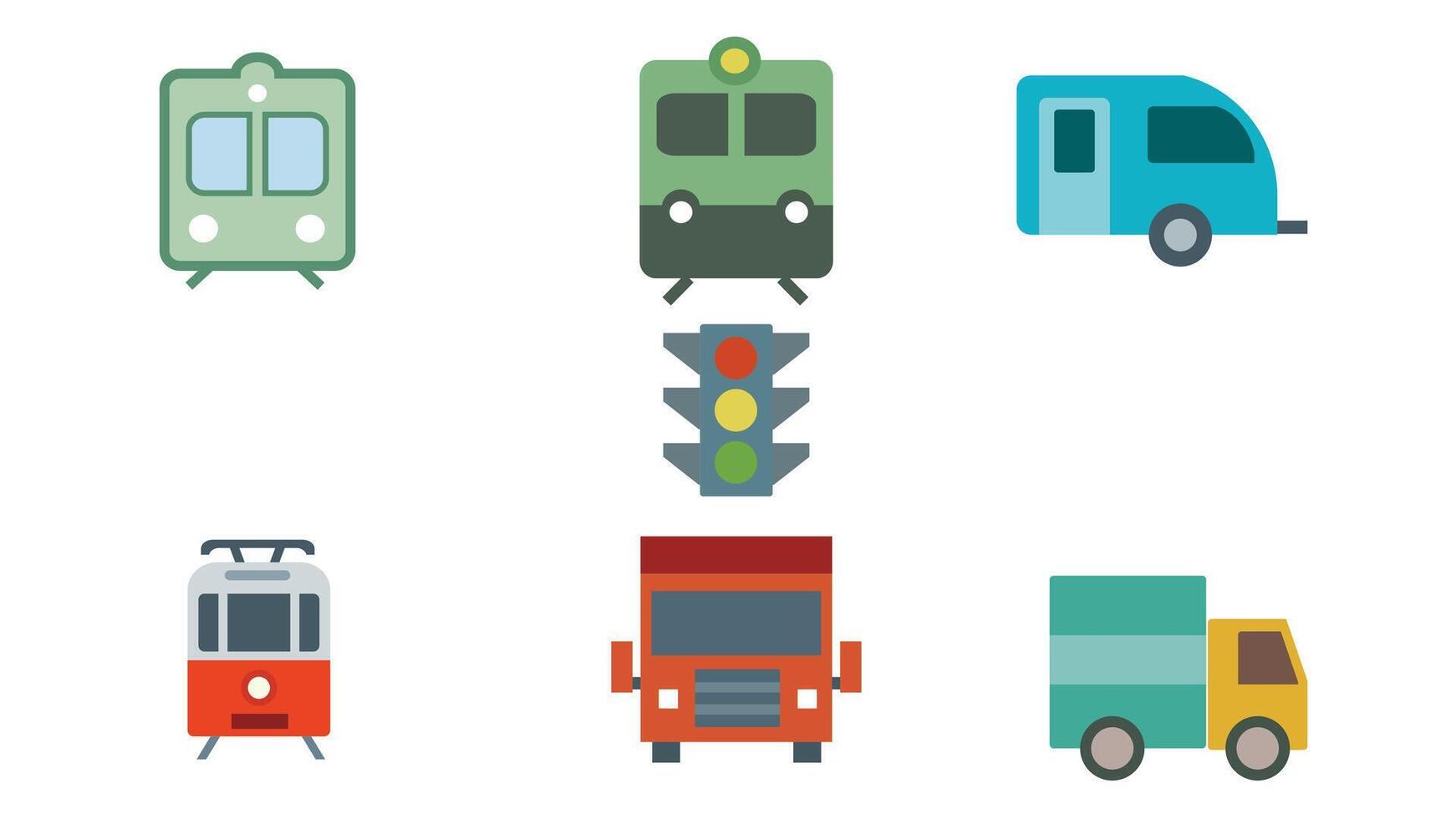 Collection of transportation vhiecles vector icon set