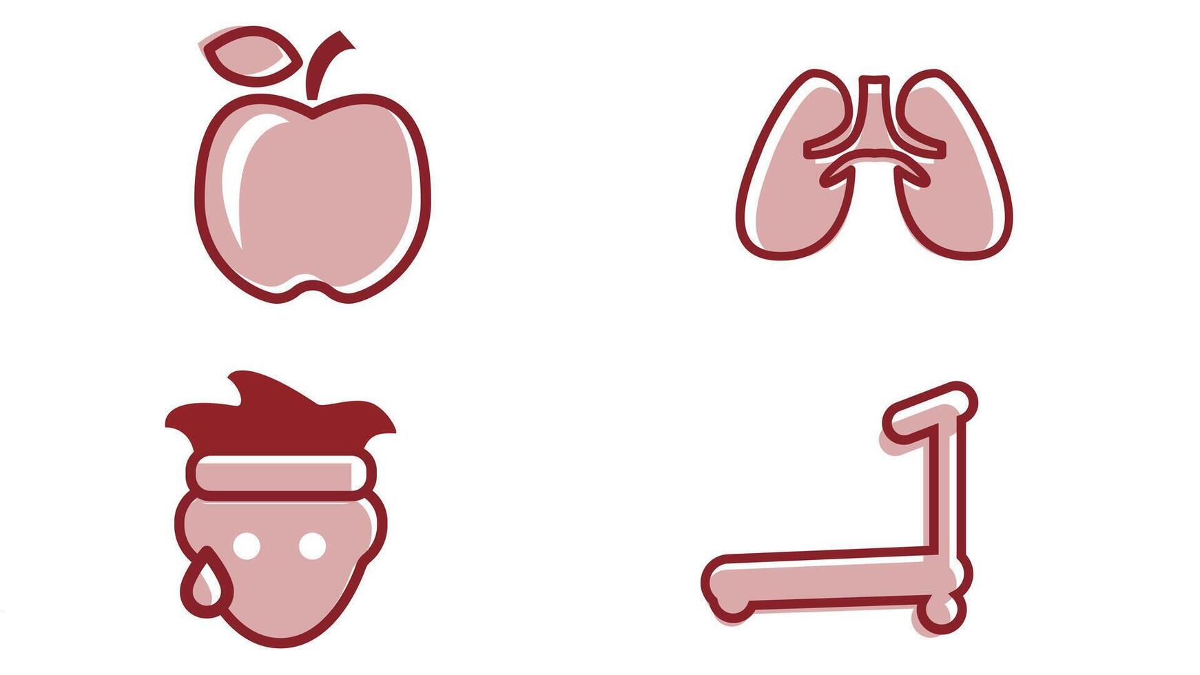 Healthy and fitness exercises vector art icon set