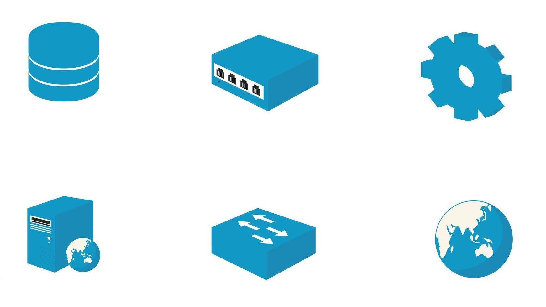 datos almacenamiento y tecnología, servidores bases de datos vector icono conjunto