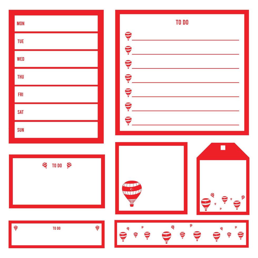 Set of memo pad, mini notepad, cute memo pad, stationery and digital sticker notes. vector