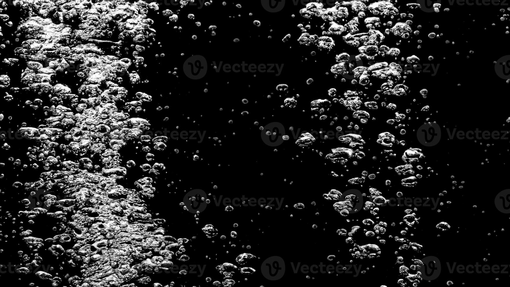 AI generated Soda water bubbles splashing underwater against black background. photo