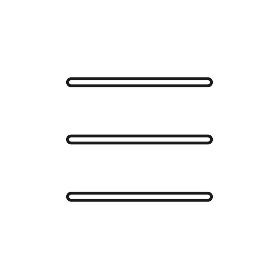 Hamburger menu bar flat outline icon for apps and websites vector