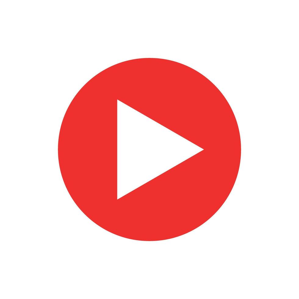 red play video or play media flat icon for apps and websites. vector