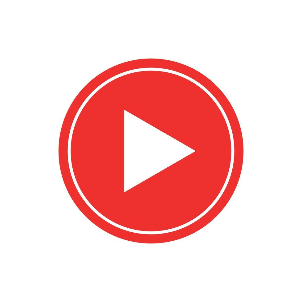 red play button icon vector eps.
