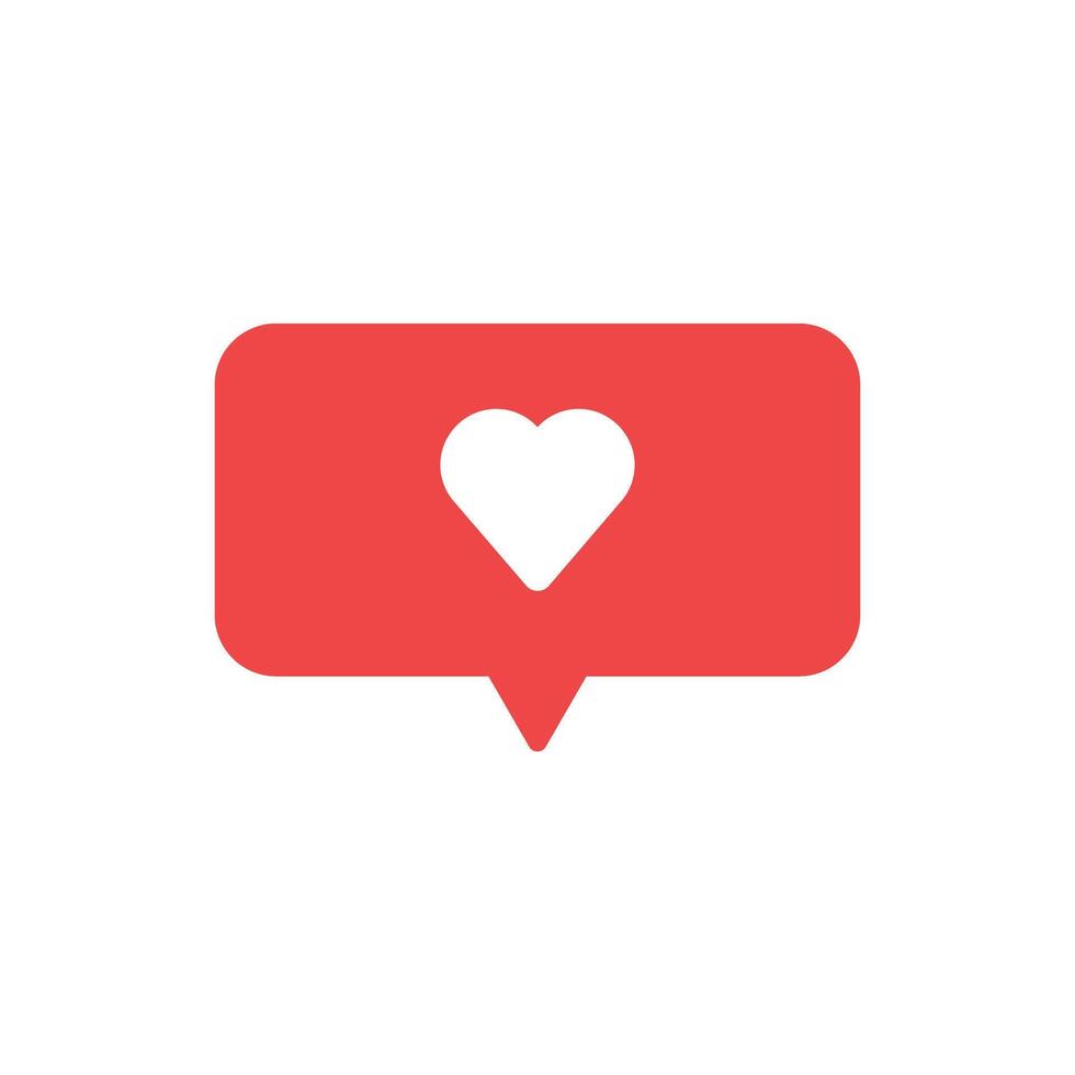 Social media icons thumb up and heart icon comment. Flat signs icons on red and white background. Vector