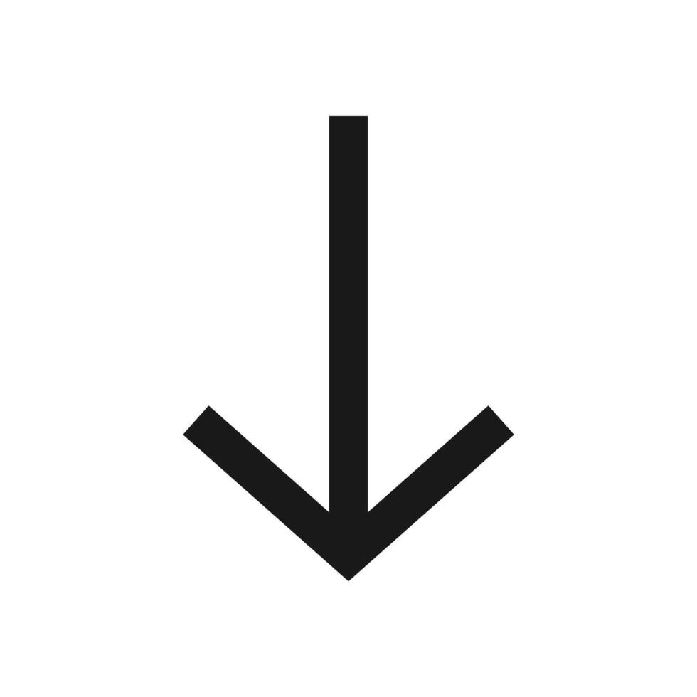 down arrow or south directional arrow line art icon for apps and websites vector