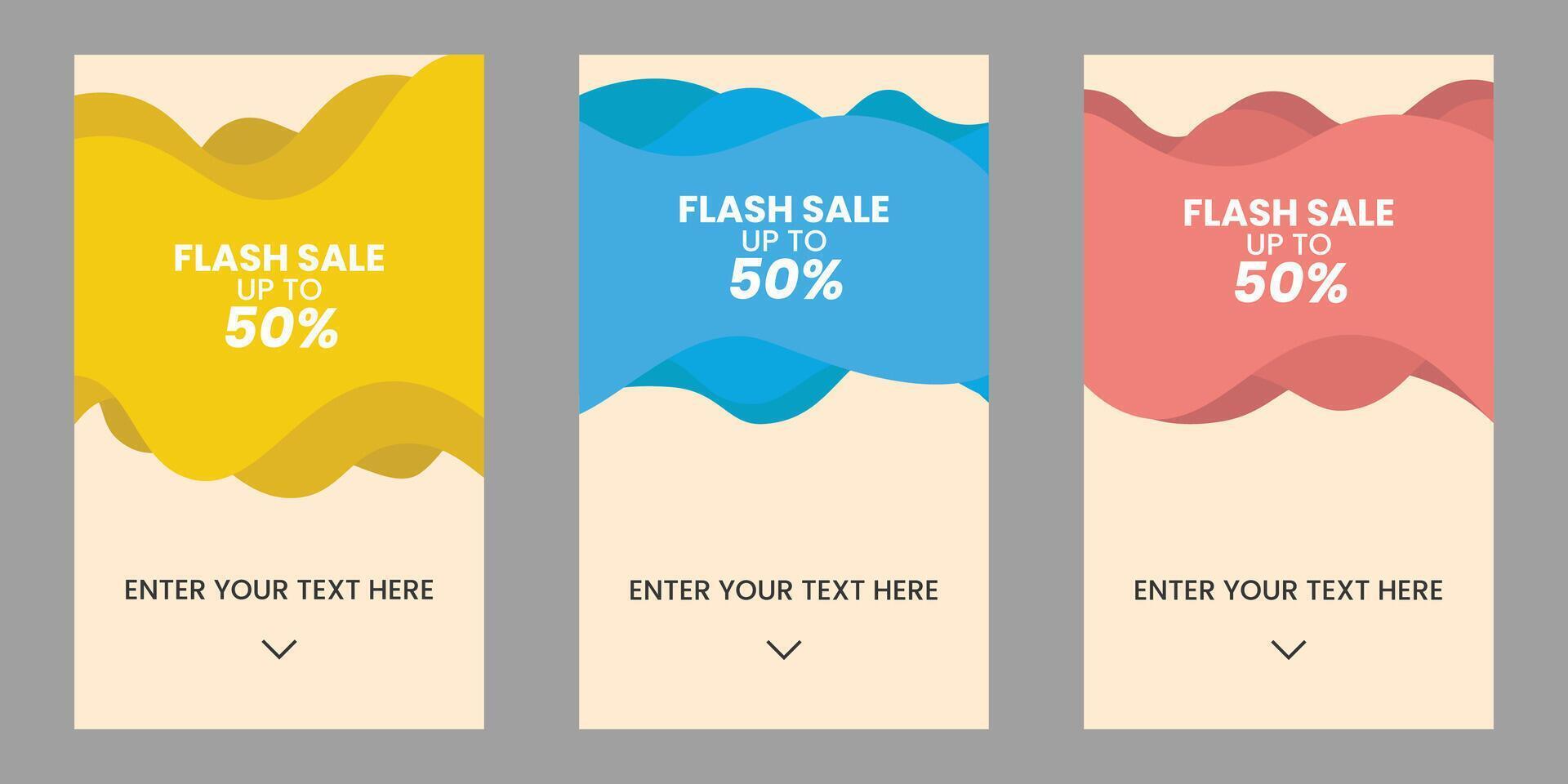 flat wave background sale mobile banners set design template set for social media marketing vector. vector