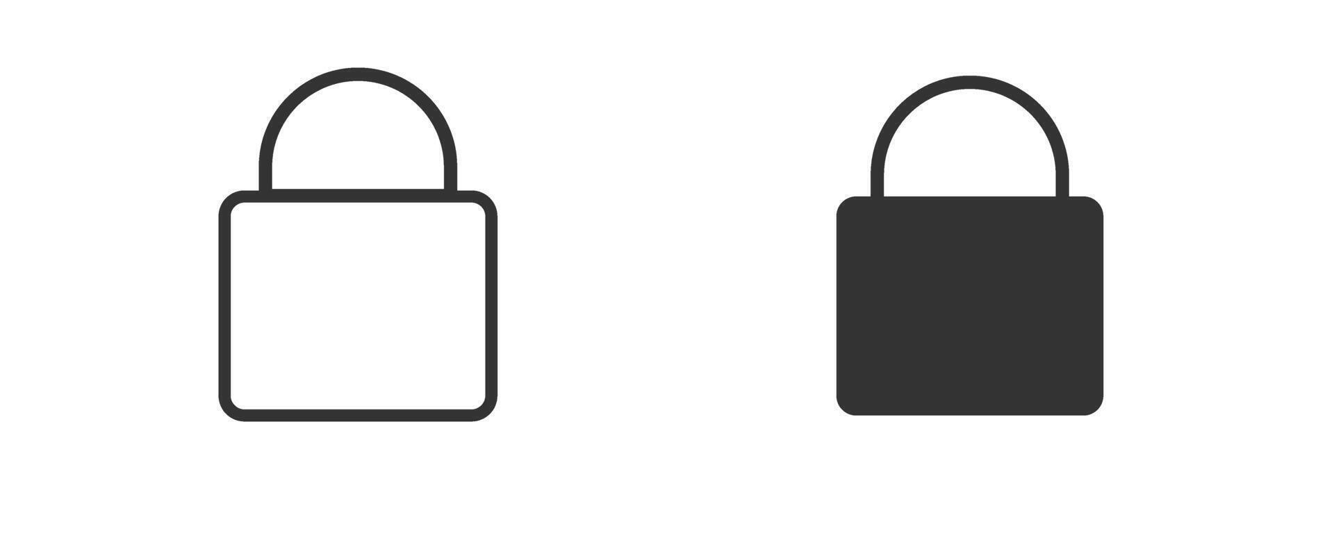 Lock icon. Locked and unlocked black line icon set. Flat style symbol. Vector illustration.