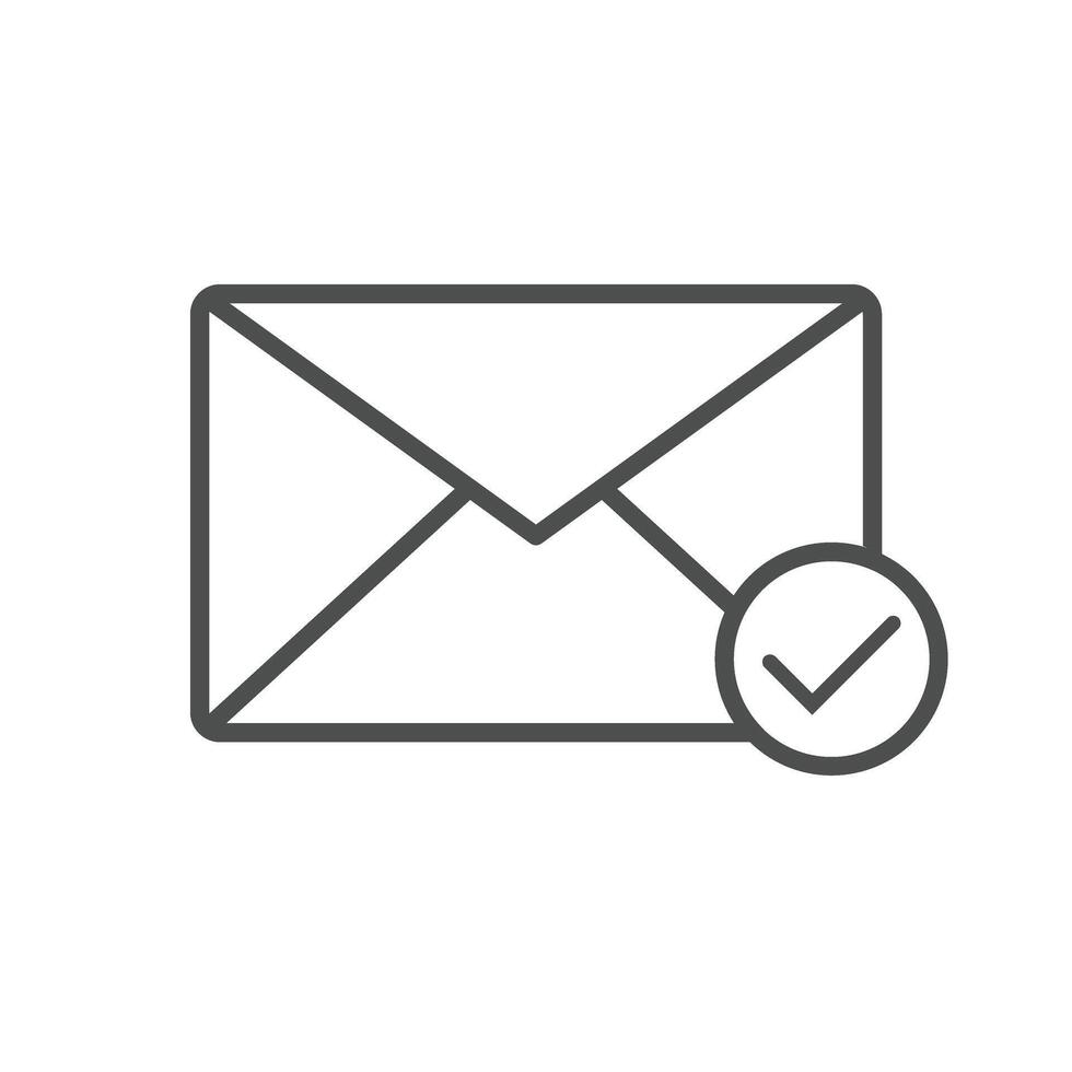 Message envelope or mail check line art icon for apps and websites vector