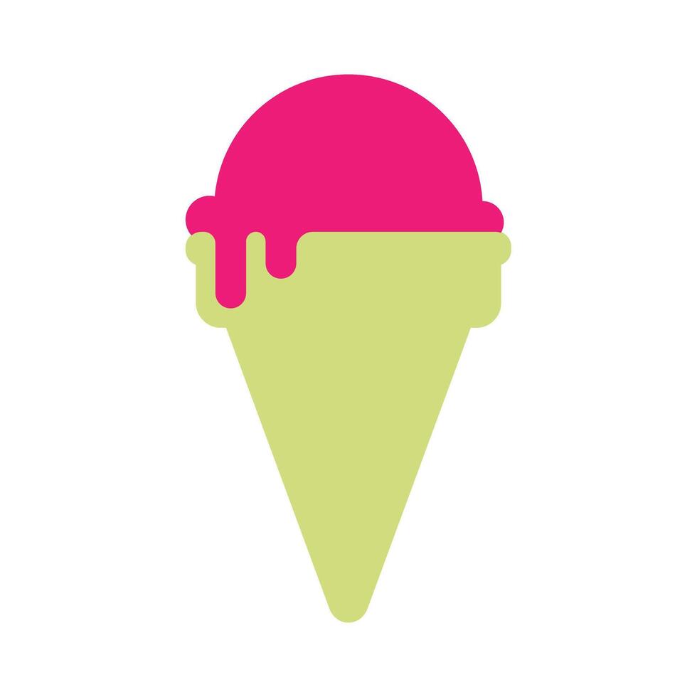 Ice cream in waffle cone. Vector