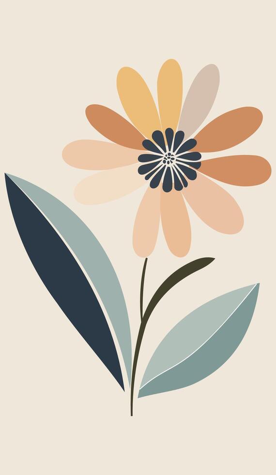 a simple flower minimalist-art with mild colors in boho style vector