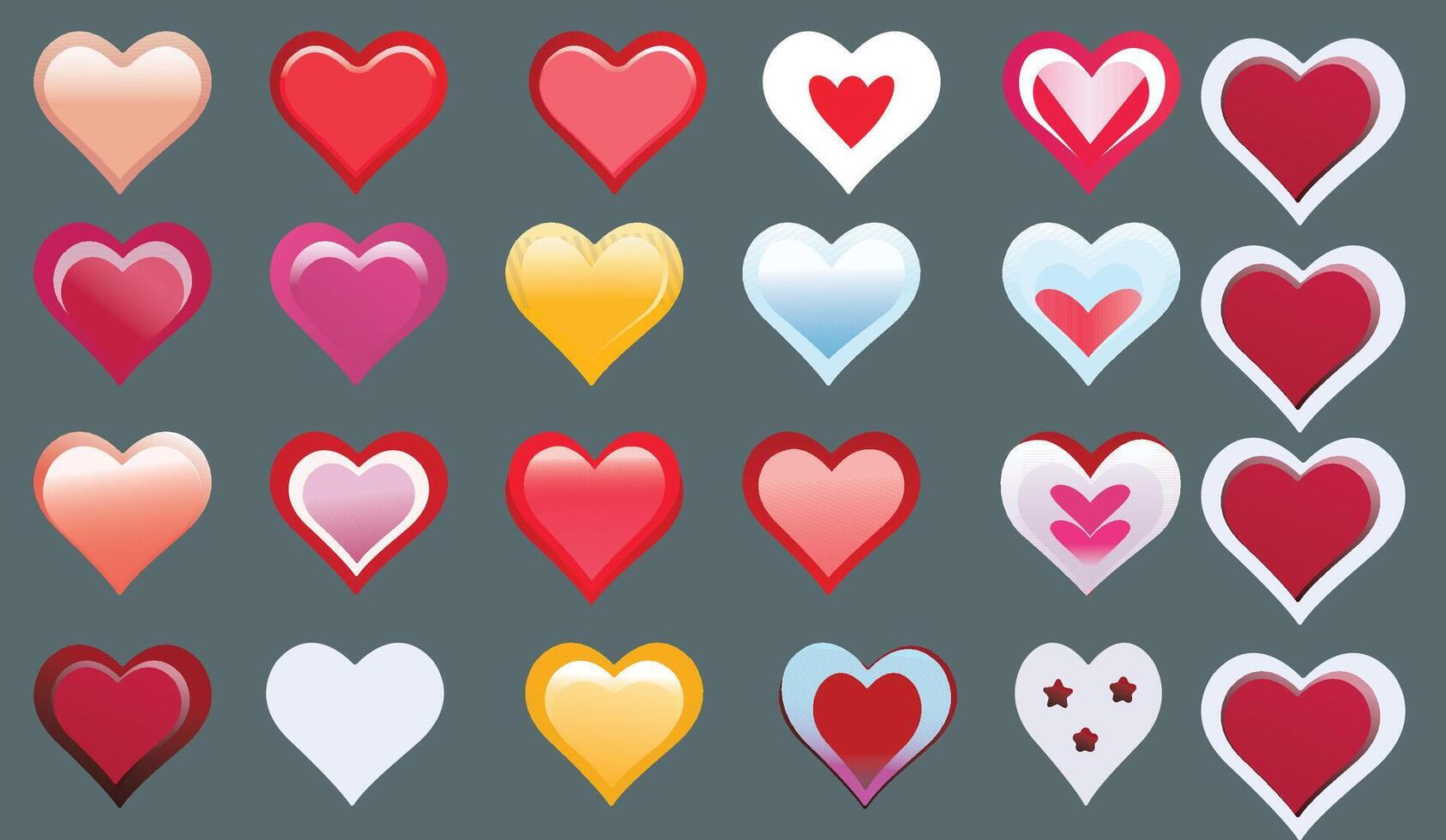 múltiple acortar Arte corazones íconos vector