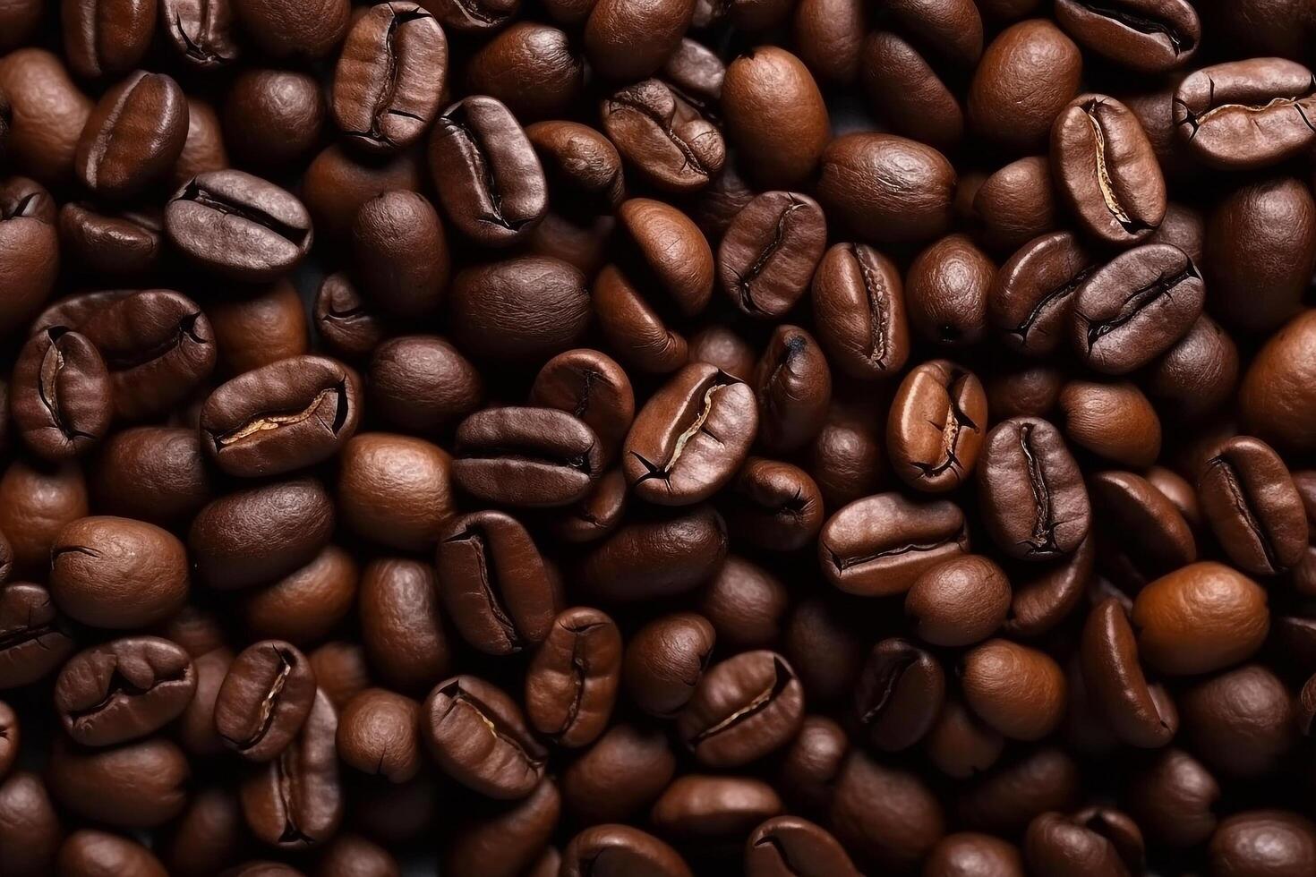 Fresh coffee beans brown grain texture background.Generative Ai. photo