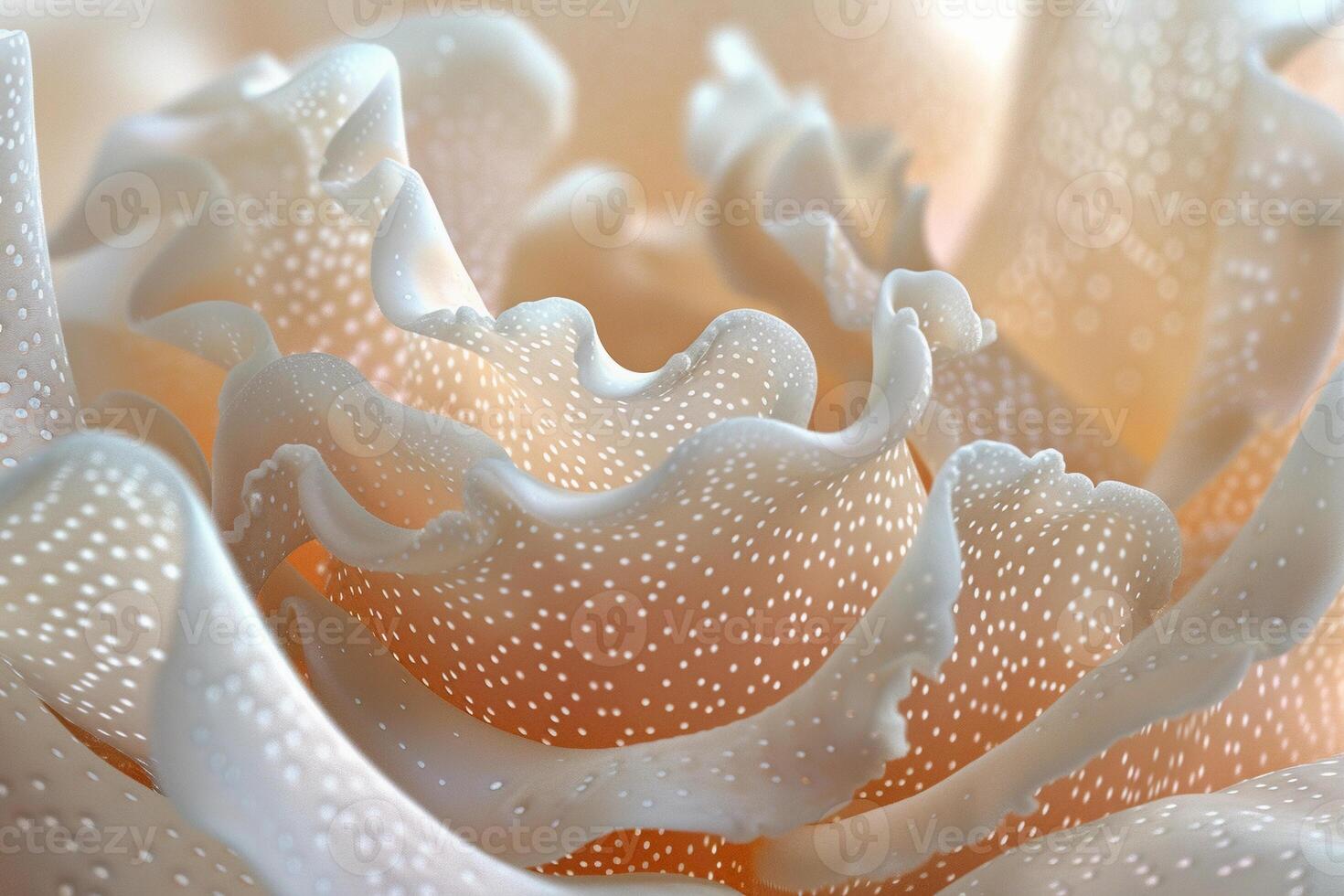 AI generated Macro Shot of Delicate Folds of Jellyfish Epidermis. Cream and Peach Tones. Earth Day. AI Generated photo