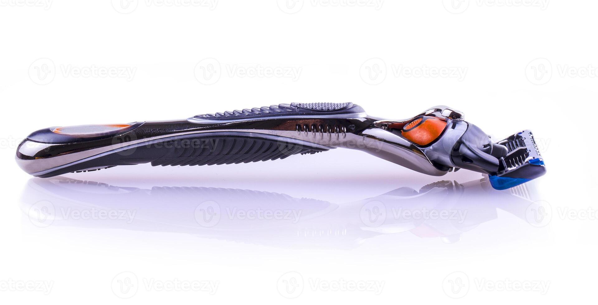 New colored Sensor shaving razor isolated on a white background photo