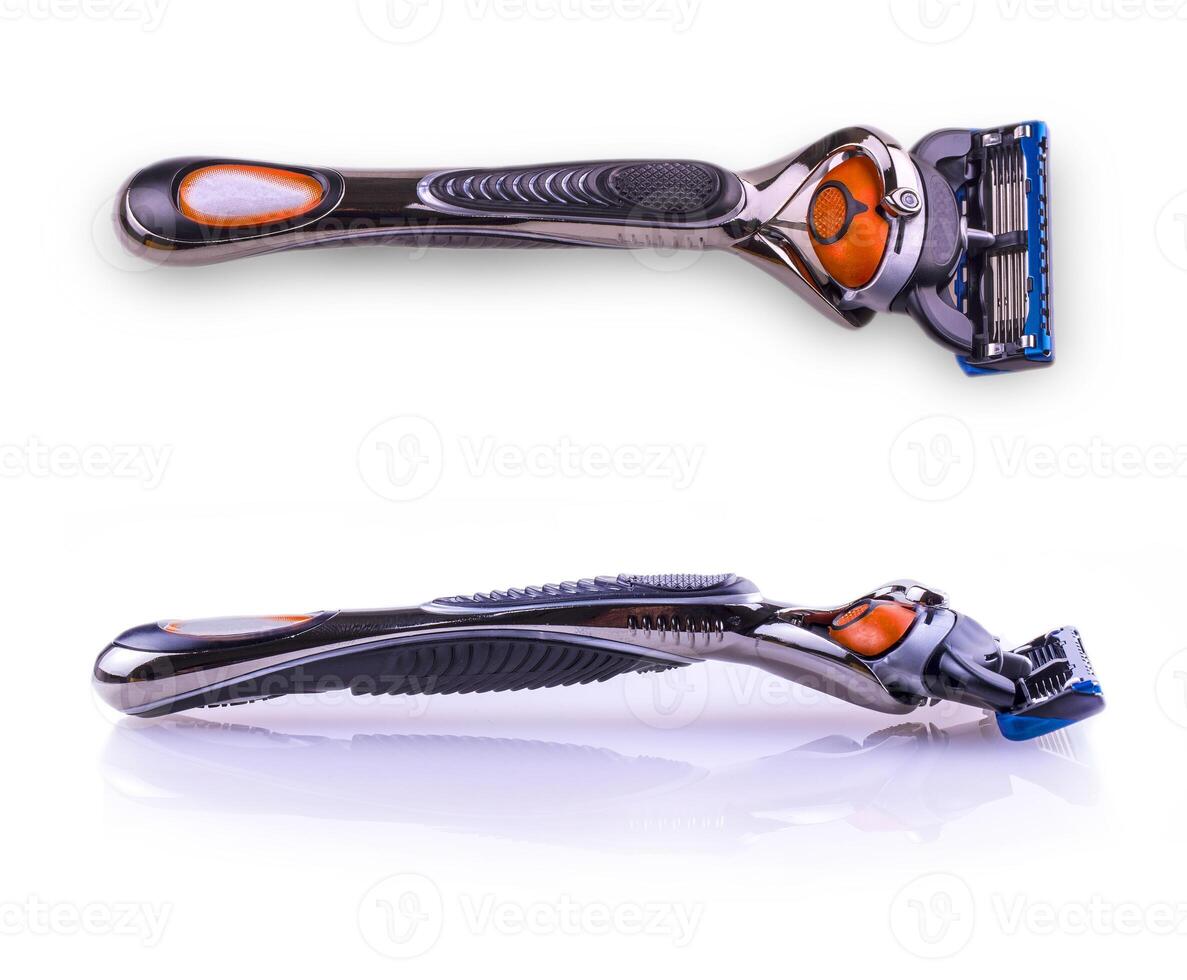 New colored Sensor shaving razor isolated on a white background photo