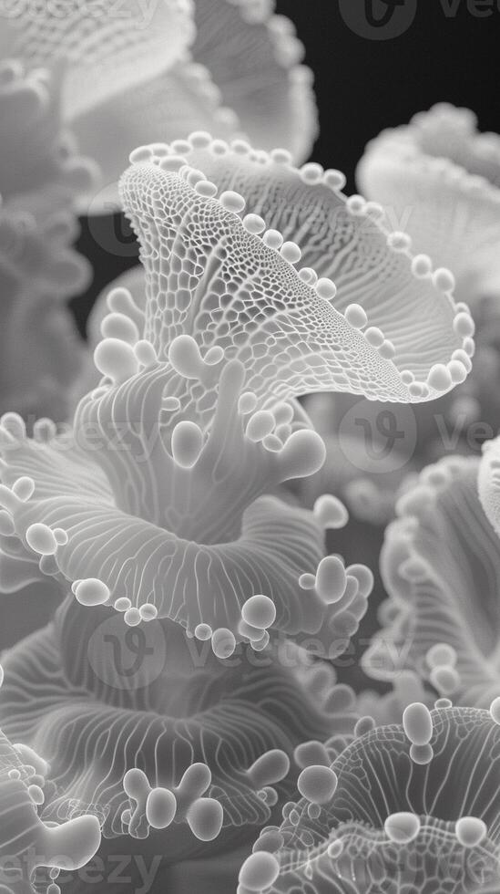 AI generated Macro Shot of a Jellyfish's Epidermis. Gray Hues, Graceful Undulations. Earth Day. AI Generated photo