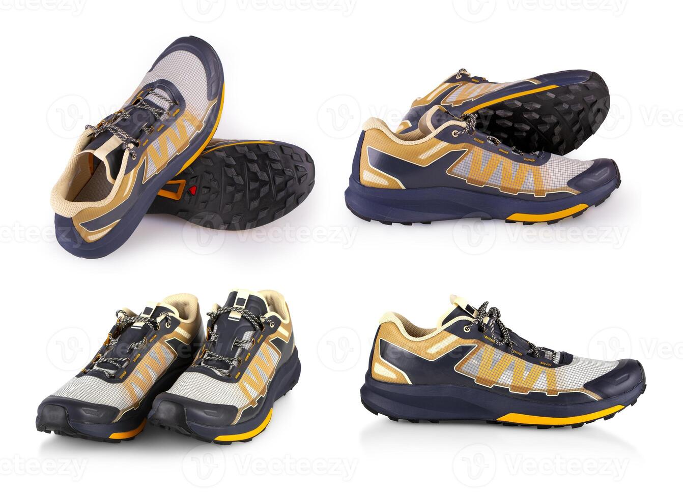 The Outdoors shoes for man for different activities, trail running, free running, fast climbing, hiking, studio shoot on white background photo