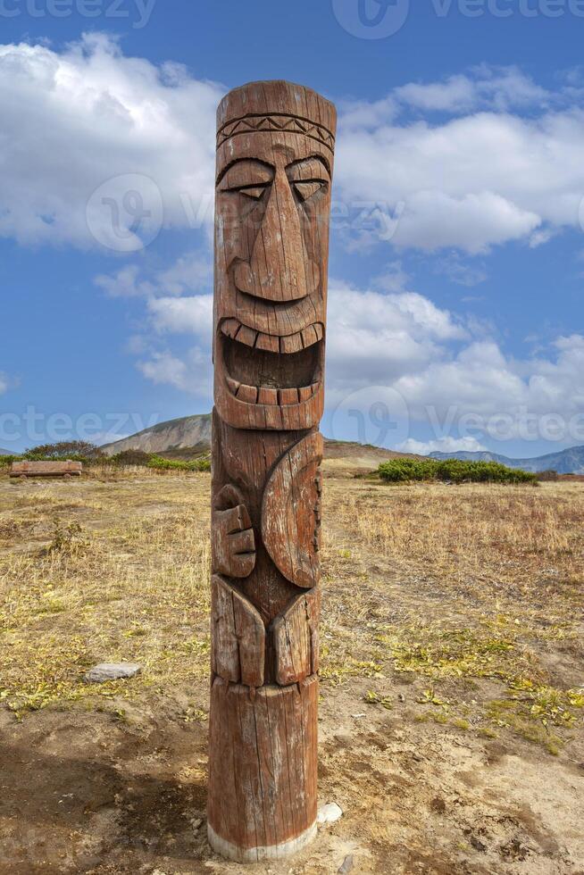 Wooden Gamuls on Vilyuchinsky pass near Vilyuchik volcano, Kamchatka Peninsula, Russia. photo