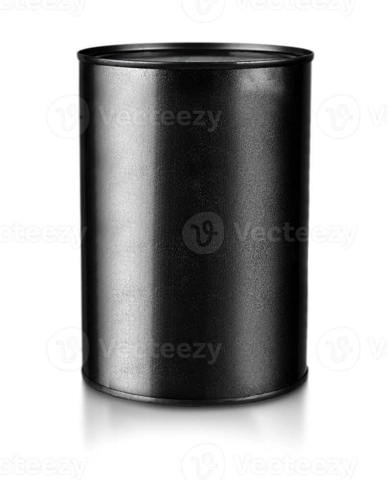 Black metal closed pot isolated on white background photo