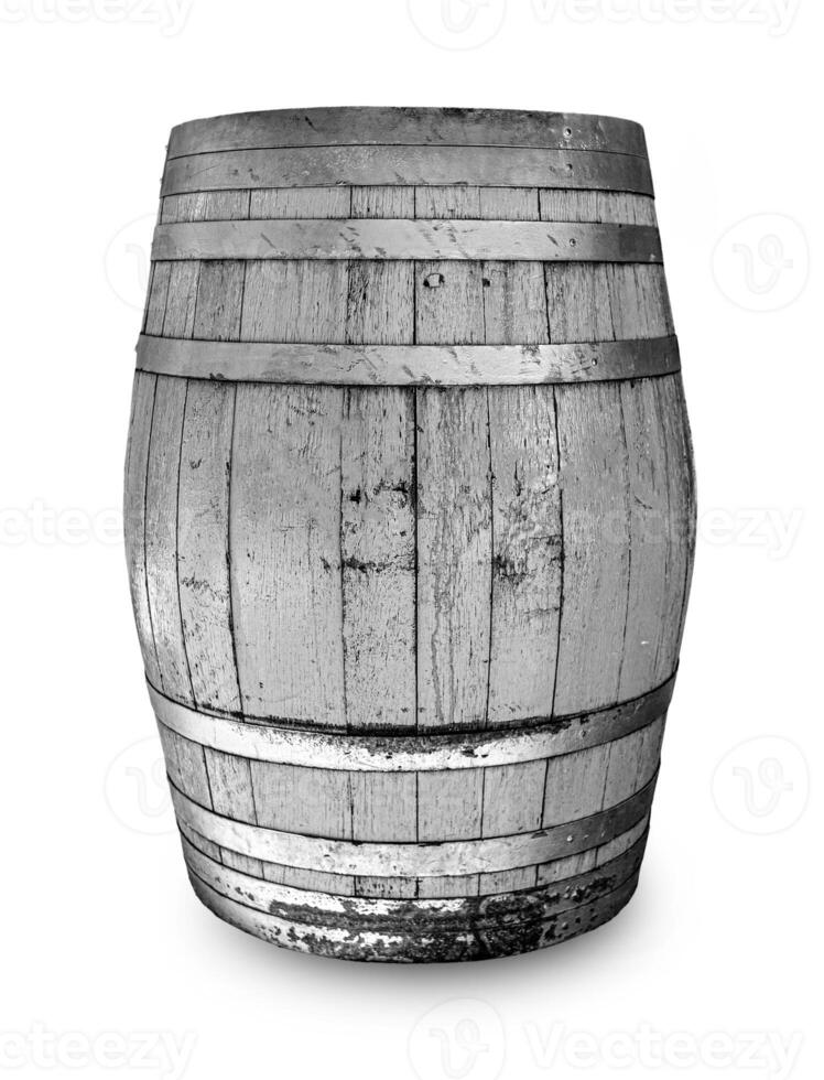 Old wooden barrel isolated on white background photo
