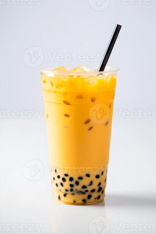 AI generated Refreshing bubble tea with tapioca pearls. AI generated photo