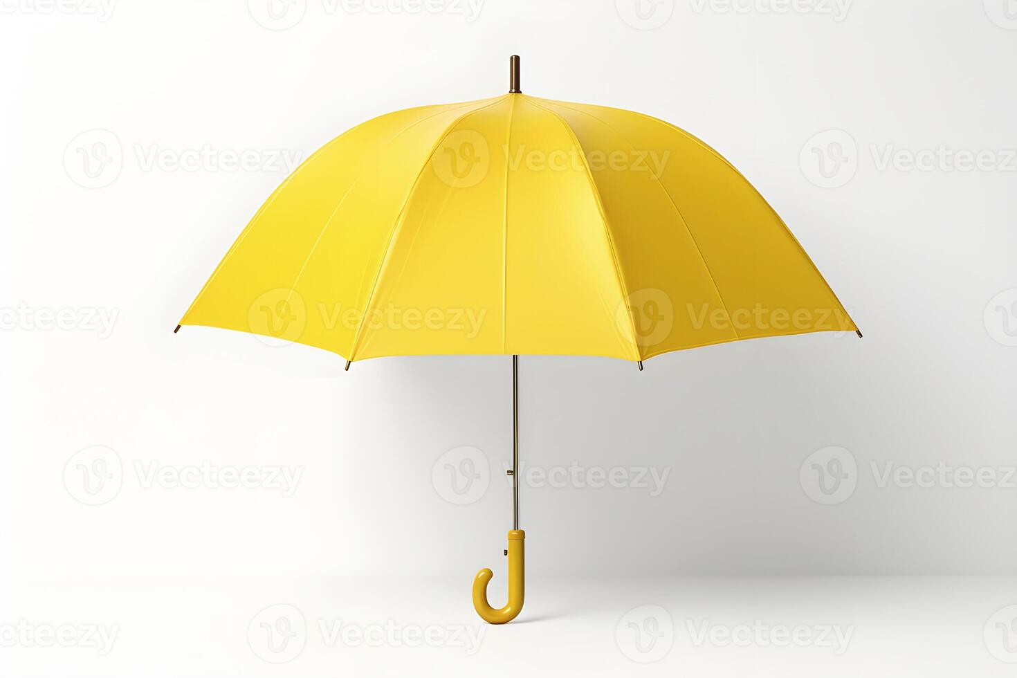 AI generated Yellow Umbrella With Wooden Handle. AI generated photo