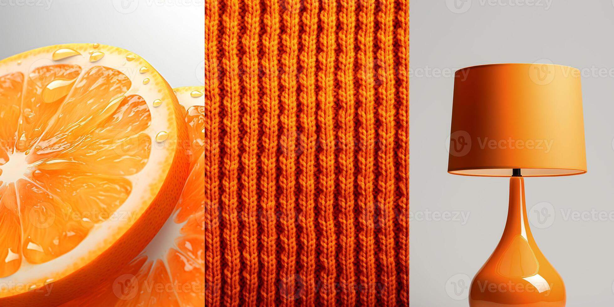 AI generated Orange, Lamp and Orange Picture Collage. Generative AI photo