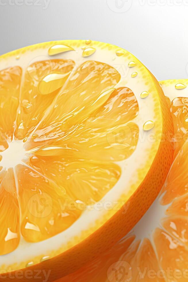 AI generated Close Up of Fresh Orange Halves. Generative AI photo
